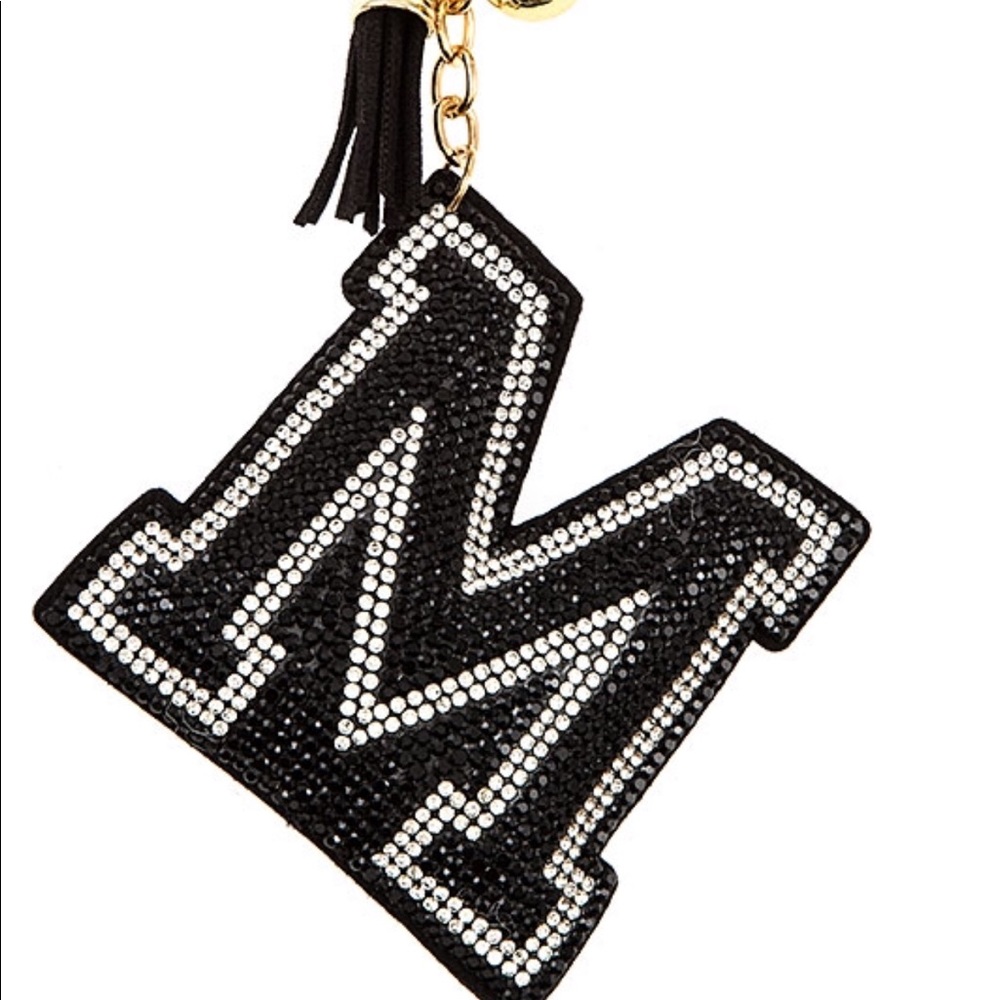 Embellished Rhinestone M Key Chain  NWT